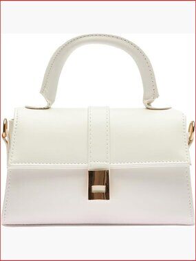Mini Crossbody Bag Faux Leather with Gold Lock Magnetic Closure